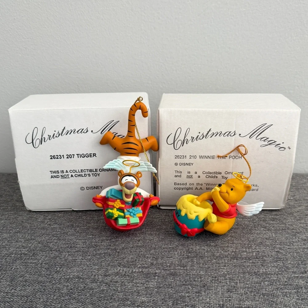 Disney Grolier Vintage 90s Winnie The Pooh and Tigger Christmas Magic Ornaments